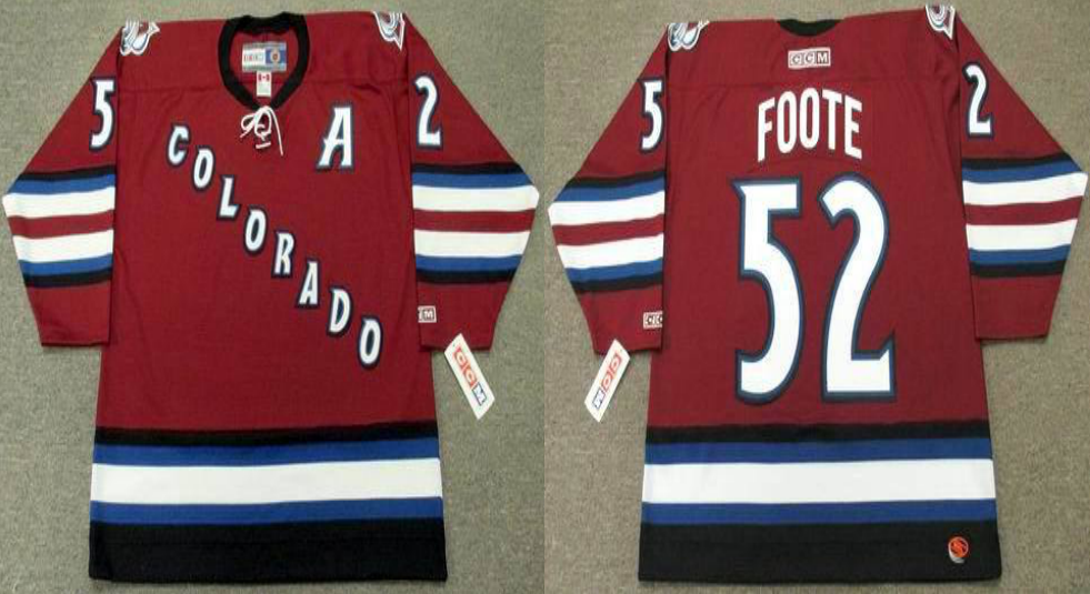 2019 Men Colorado Avalanche 52 Foote red style 2 CCM NHL jerseys